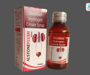 ALSTONEFLUSH 200 mL oral solution bottle containing Disodium Hydrogen Citrate for urinary tract relief.